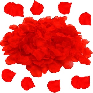 Red Rose Petals Bedroom Artificial Rose Flowers No-Taste Emulation Silk Rose Petals Romantic Wedding Anniversary birthday  Decoration