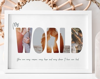 My World - Personalised Photo Collage / Personalised Gifts / Anniversary Gifts / Digital Collage