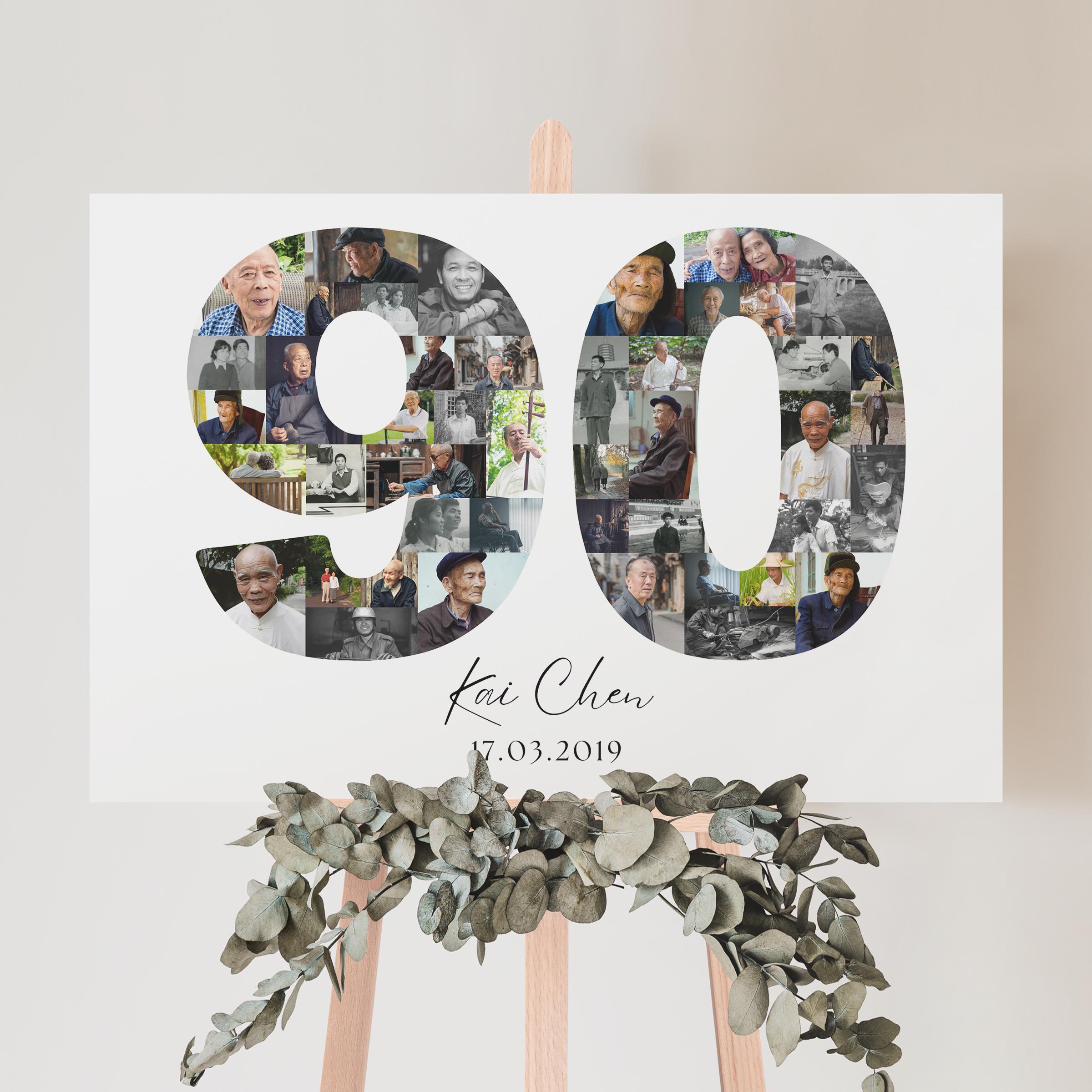 90th Birthday Photo Collage Template | Canva Editable | Printable Gift ...