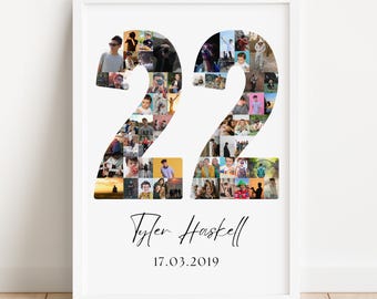 22nd Birthday Photo Collage Template | Canva Editable | Printable Gift for 22nd Birthday | Instant Download