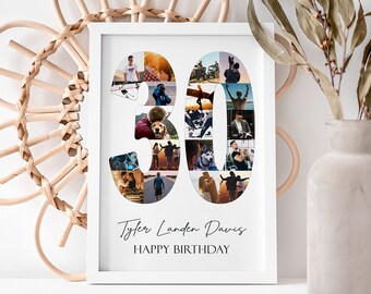 30TH BIRTHDAY - Personalised Photo Collage / Personalised Gifts / Gifts for Birthday’s / Photo Collage Print / Digital Collage