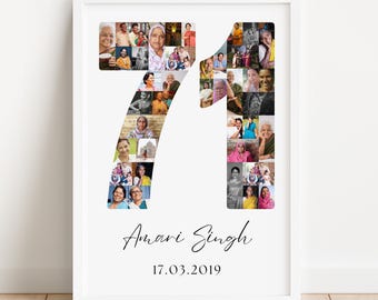 71st Birthday Photo Collage Template | Canva Editable | Printable Gift for 71st Birthday | Instant Download