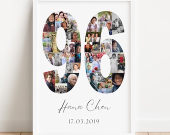 96th Birthday Photo Collage Template | Canva Editable | Printable Gift for 96th Birthday | Instant Download