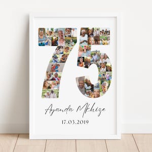75th Birthday Photo Collage Template | Canva Editable | Printable Gift for 75th Birthday | Instant Download