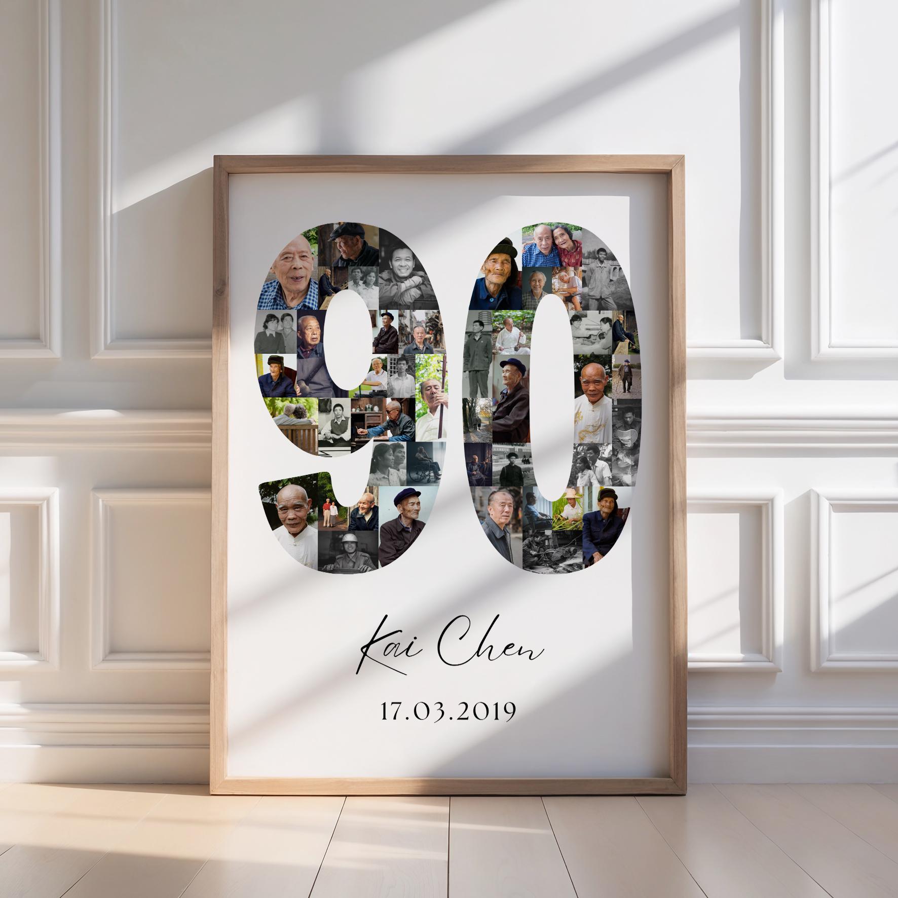 90th Birthday Photo Collage Template | Canva Editable | Printable Gift ...