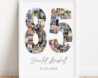 85th Birthday Photo Collage Template | Canva Editable | Printable Gift for 85th Birthday | Instant Download