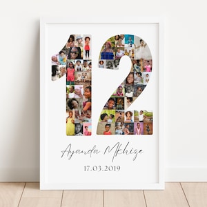 12th Birthday Photo Collage Template | Canva Editable | Printable Gift for 12th Birthday | Instant Download