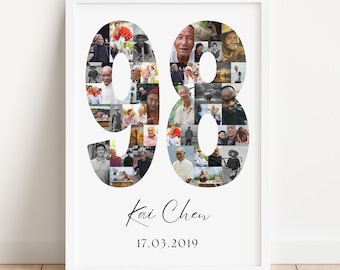 98th Birthday Photo Collage Template | Canva Editable | Printable Gift for 98th Birthday | Instant Download