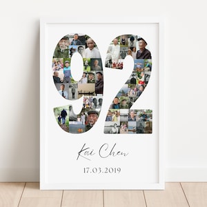 92nd Birthday Photo Collage Template | Canva Editable | Printable Gift for 92nd Birthday | Instant Download