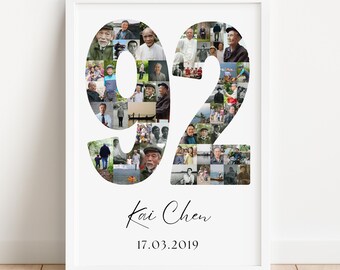 92nd Birthday Photo Collage Template | Canva Editable | Printable Gift for 92nd Birthday | Instant Download