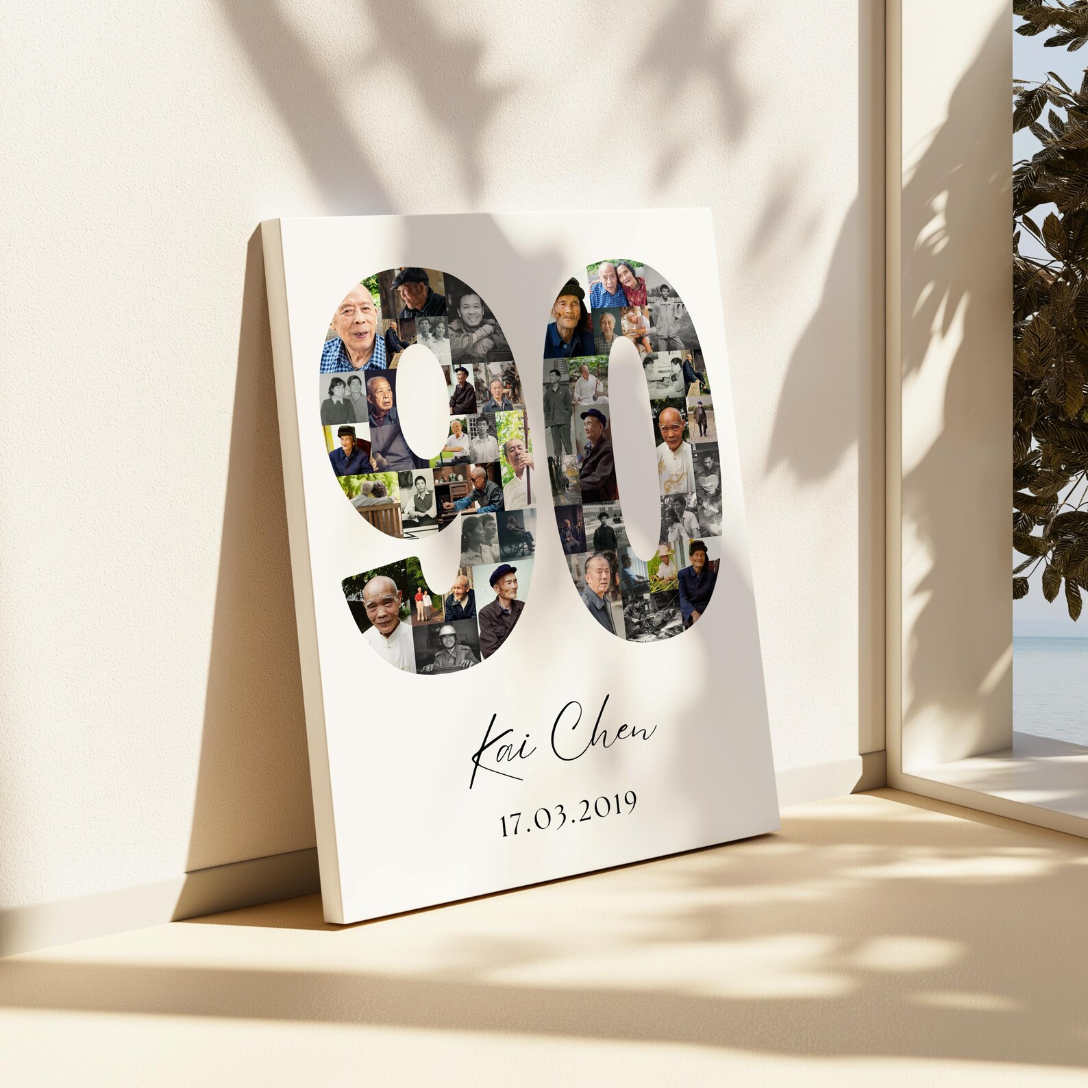 90th Birthday Photo Collage Template | Canva Editable | Printable Gift ...