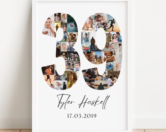 39th Birthday Photo Collage Template | Canva Editable | Printable Gift for 39th Birthday | Instant Download