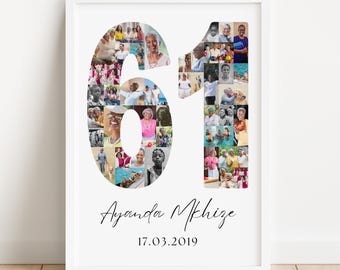 61st Birthday Photo Collage Template | Canva Editable | Printable Gift for 61st Birthday | Instant Download