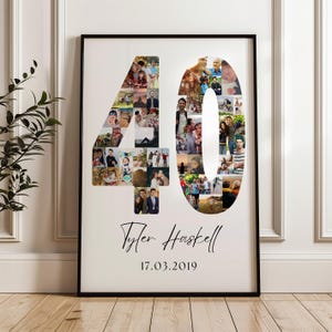 40th Birthday Photo Collage Template | Canva Editable | Printable Gift for 40th Birthday | Instant Download