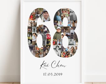 68th Birthday Photo Collage Template | Canva Editable | Printable Gift for 68th Birthday | Instant Download