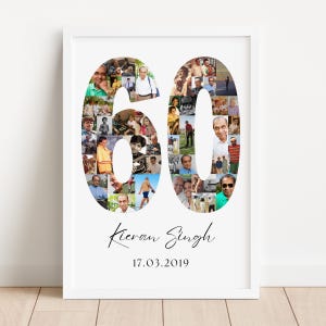 60th Birthday Photo Collage Template | Canva Editable | Printable Gift for 60th Birthday | Instant Download