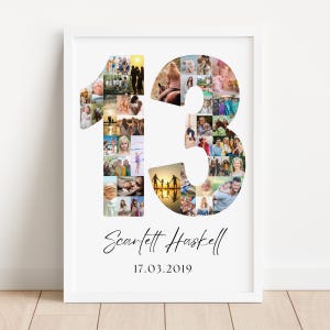 13th Birthday Photo Collage Template | Canva Editable | Printable Gift for 13th Birthday | Instant Download