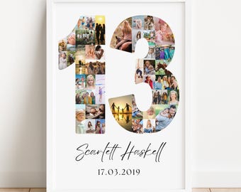 13th Birthday Photo Collage Template | Canva Editable | Printable Gift for 13th Birthday | Instant Download