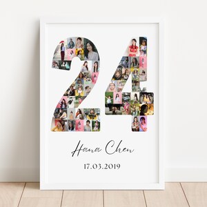 24th Birthday Photo Collage Template | Canva Editable | Printable Gift for 24th Birthday | Instant Download