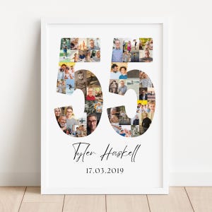 55th Birthday Photo Collage Template | Canva Editable | Printable Gift for 55th Birthday | Instant Download