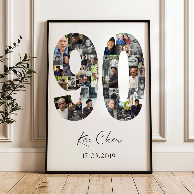 90th Birthday Photo Collage Template | Canva Editable | Printable Gift ...