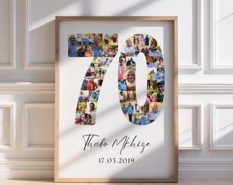 70th Birthday Photo Collage Template | Canva Editable | Printable Gift for 70th Birthday | Instant Download