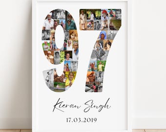 97th Birthday Photo Collage Template | Canva Editable | Printable Gift for 97th Birthday | Instant Download