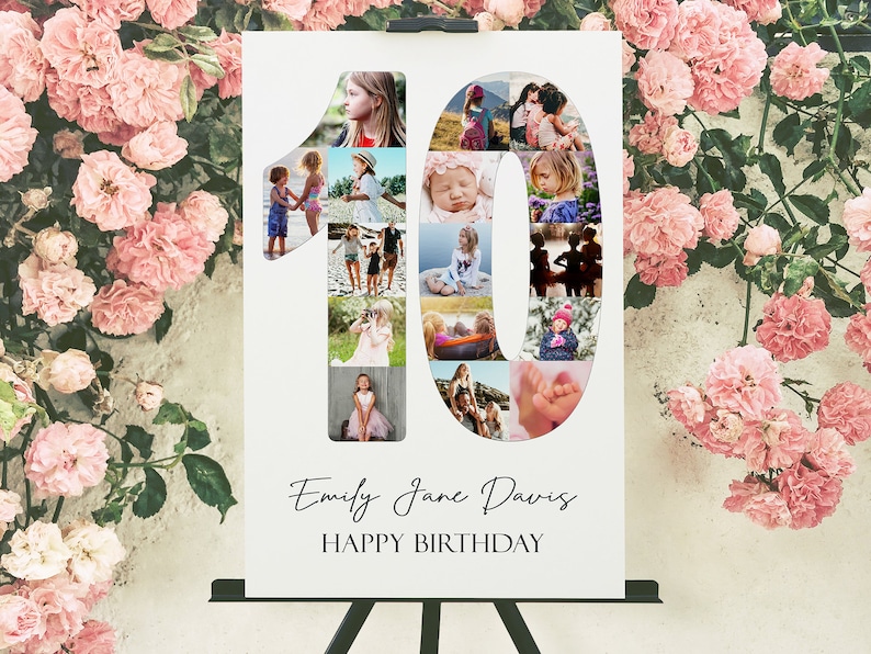 10 YEAR OLD Personalised Photo Collage / Personalised Gifts / Gifts for Birthdays / Photo Collage Print / Digital Collage image 3