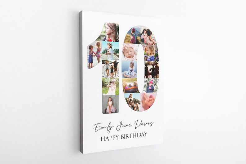 10 YEAR OLD Personalised Photo Collage / Personalised Gifts / Gifts for Birthdays / Photo Collage Print / Digital Collage image 2