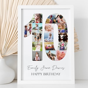 10 AÑOS - Collage de fotos personalizado / Regalos personalizados / Regalos para cumpleaños / Impresión de collage de fotos / Collage digital
