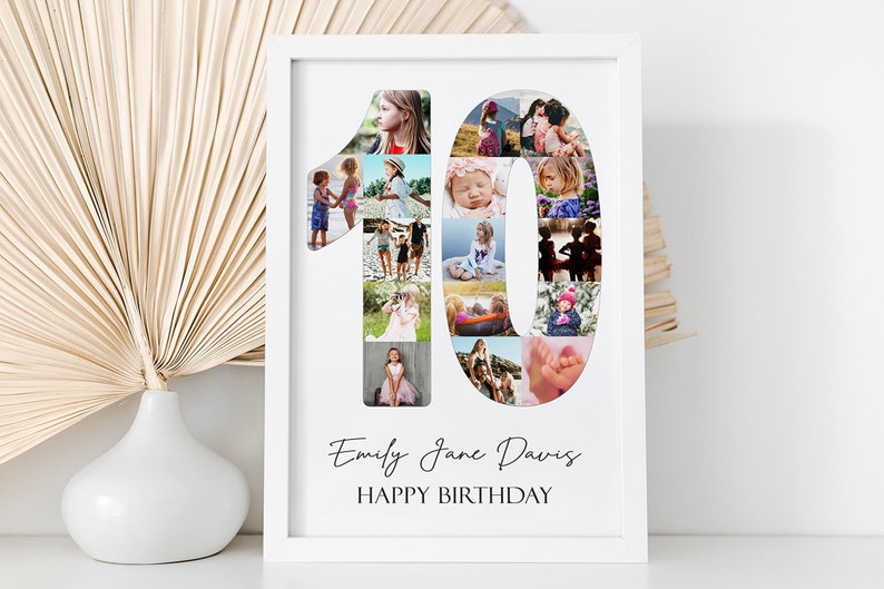10 YEAR OLD Personalised Photo Collage / Personalised Gifts / Gifts for Birthdays / Photo Collage Print / Digital Collage image 1