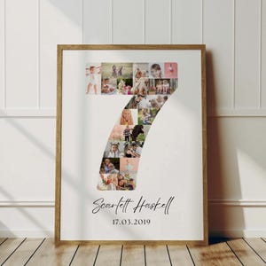 7th Birthday Photo Collage Template | Canva Editable | Printable Gift for 7th Birthday | Instant Download