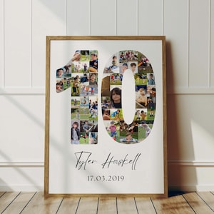 10th Birthday Photo Collage Template | Canva Editable | Printable Gift for 10th Birthday | Instant Download