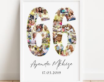 66th Birthday Photo Collage Template | Canva Editable | Printable Gift for 66th Birthday | Instant Download