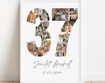 37th Birthday Photo Collage Template | Canva Editable | Printable Gift for 37th Birthday | Instant Download