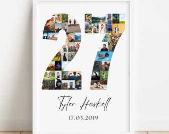 27th Birthday Photo Collage Template | Canva Editable | Printable Gift for 27th Birthday | Instant Download