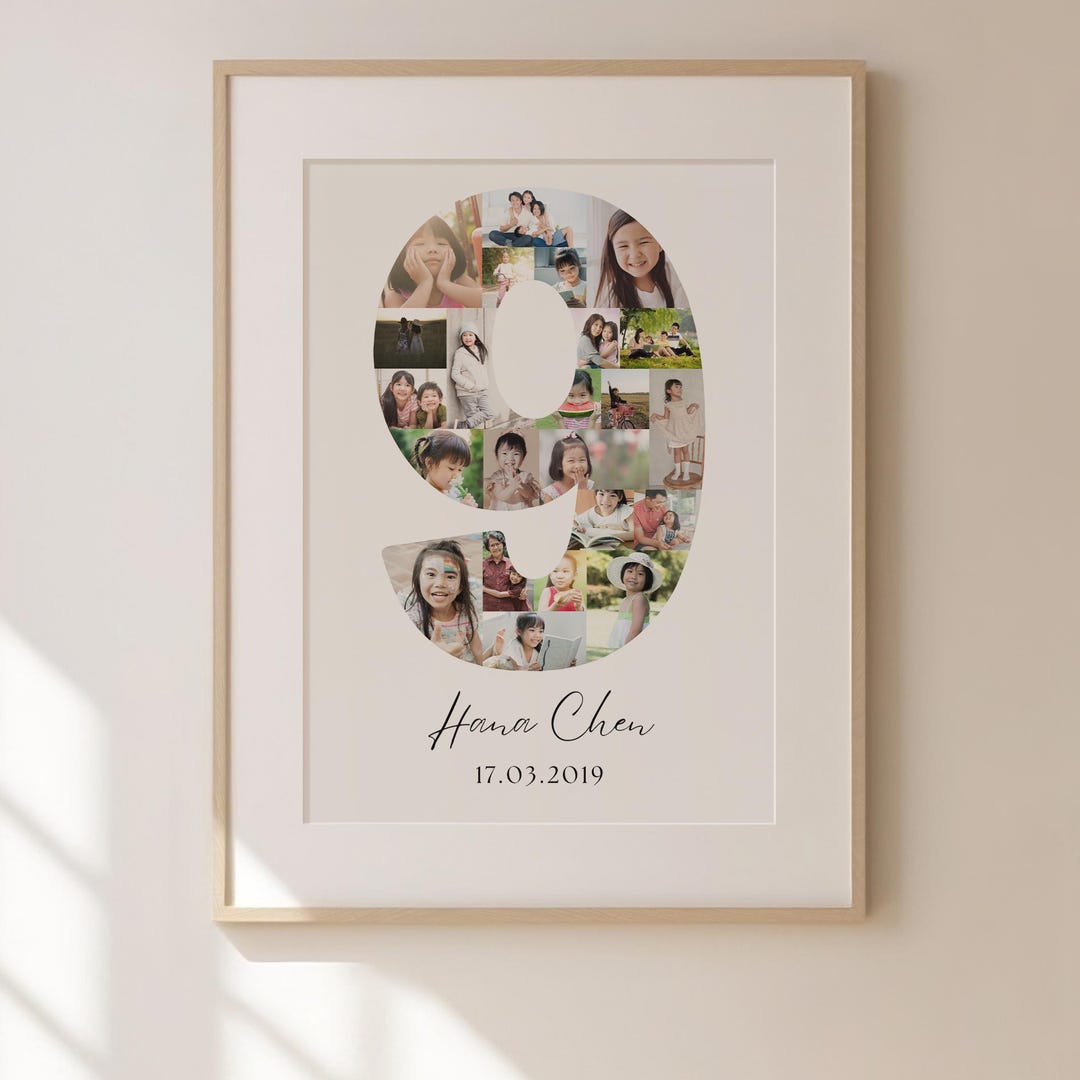9th Birthday Photo Collage Template | Canva Editable | Printable Gift ...