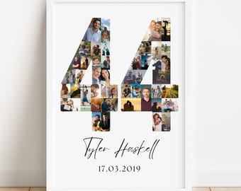 44th Birthday Photo Collage Template | Canva Editable | Printable Gift for 44th Birthday | Instant Download