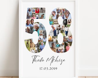 58th Birthday Photo Collage Template | Canva Editable | Printable Gift for 58th Birthday | Instant Download