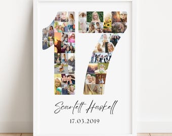 17th Birthday Photo Collage Template | Canva Editable | Printable Gift for 17th Birthday | Instant Download