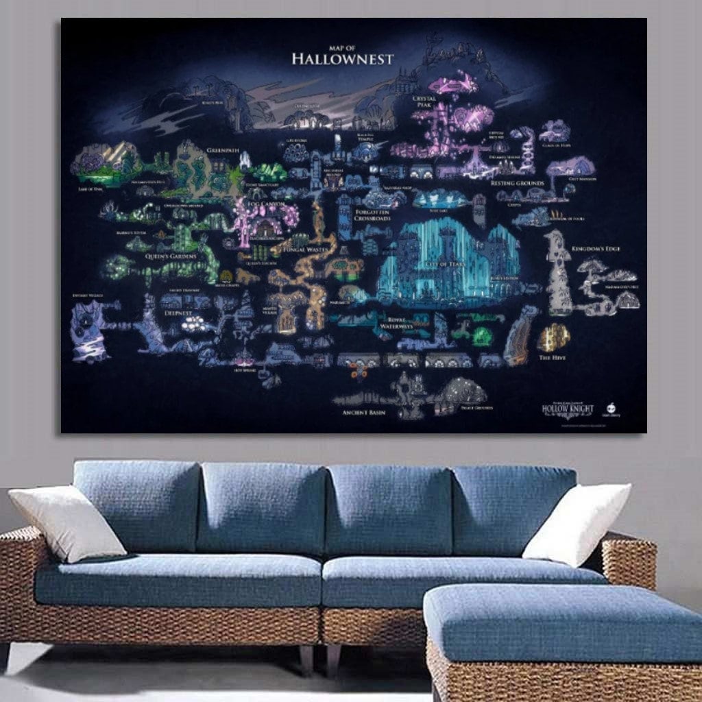 Hollow Knight Full Map Poster Hollow Knight Map Canvas Wall Arthallownest Canvas | Etsy