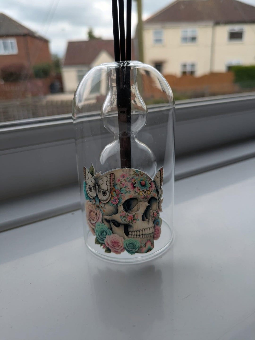 Floral Skull Reed Diffuser: Glass Bubble Design, Black Reeds - Etsy