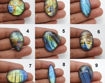 45 PEÇAS de Labradorita Natural Soltas, Pedras Preciosas em Cabochão para Cura, Materiais para Confecção de Joias e Pingentes