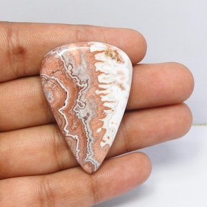 Rosita Jasper Cabochon: Pear Shape Gemstone Pendant Supply (45x30x5 mm, 52 Carat