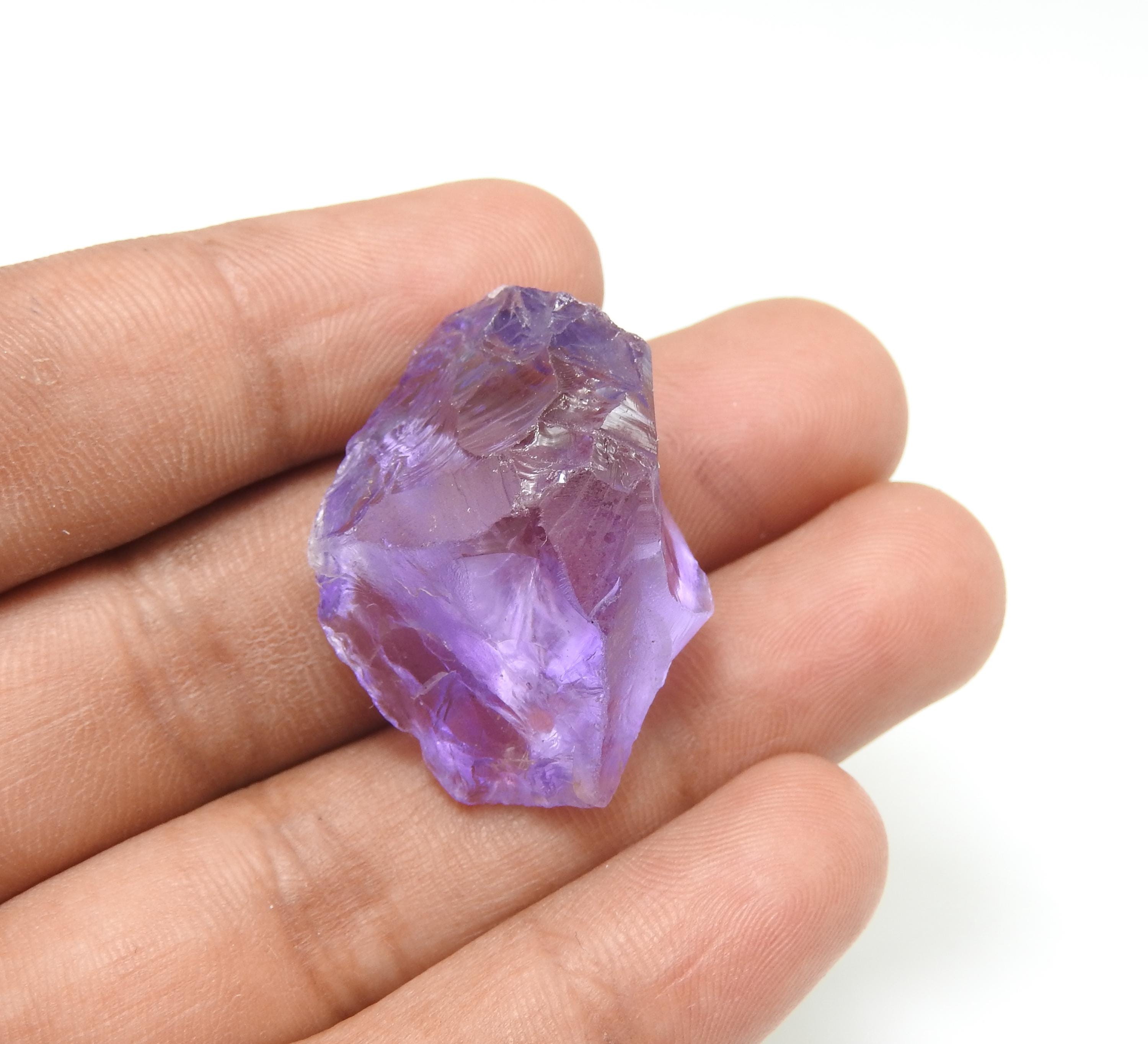 56カラットの天然アメジスト原石クリスタル：パープルジオードロック