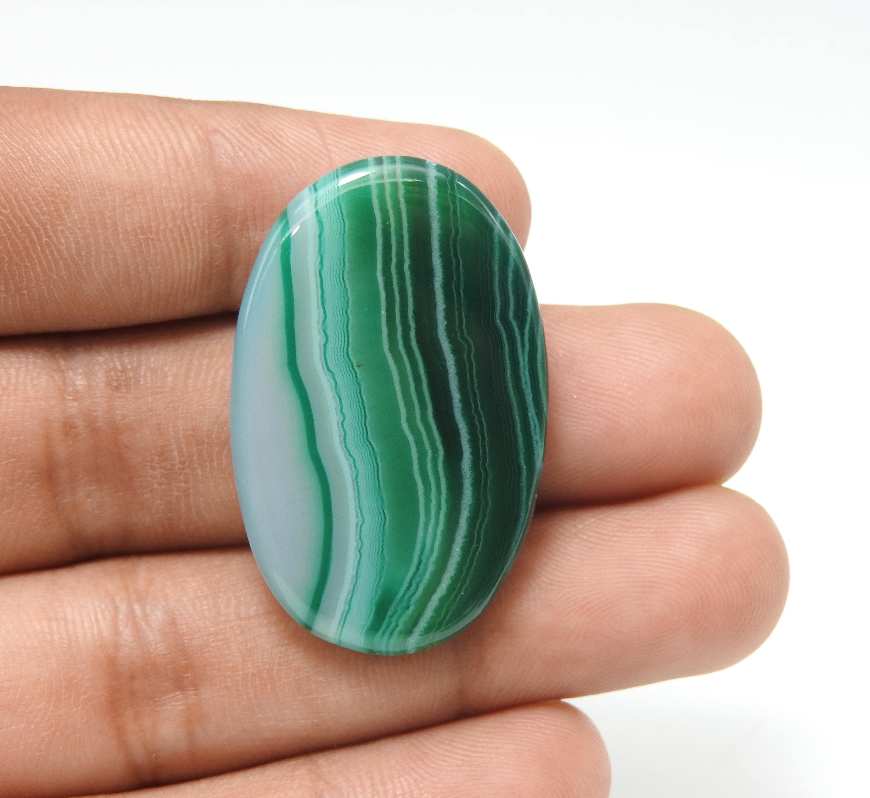 縞瑪瑙 卵石 緑 striped agate Moss Gemstones Types Of Green Agate Green Striped Agate Stone-0720-76