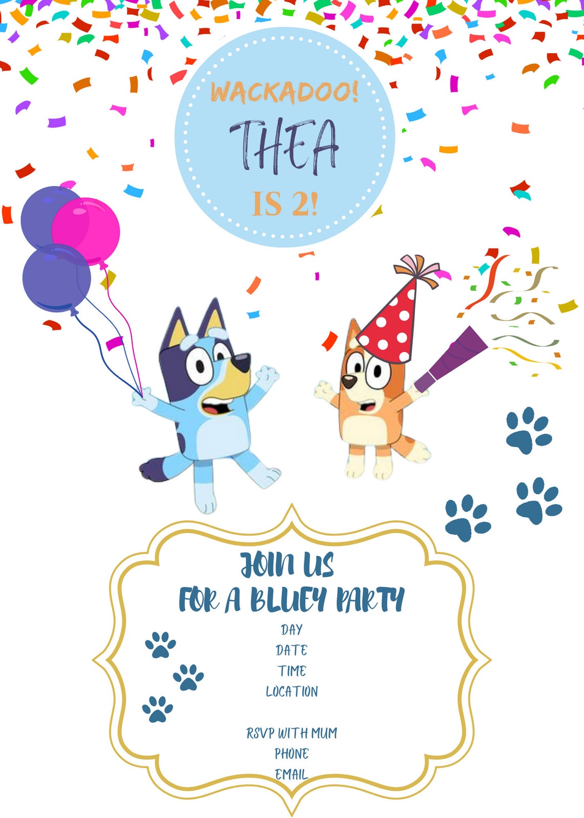 Digital Bluey Birthday Invitation Etsy