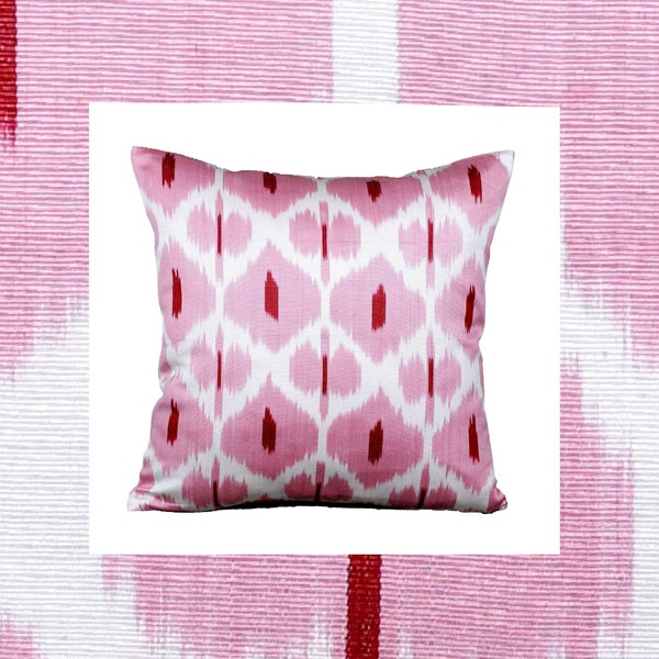Pink Throw pillow cover,Pink patterned cushion cover,decorative pillow cover,ikat cushion cover custom size