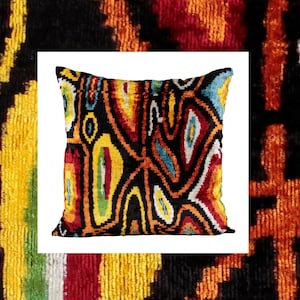 Velvet ikat pillow,Throw pillow cover,Black ikat pillow,Black velvet pillow,Black and yellow pillow,Abstract pillow cover