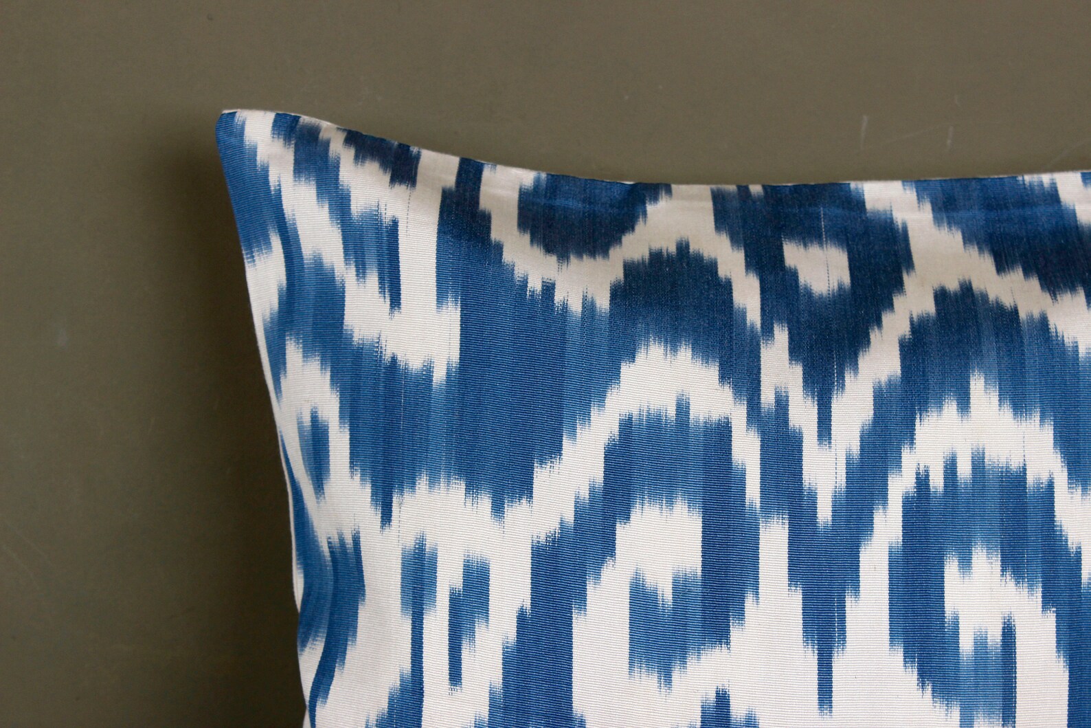 Blue Patterned Pillow Coversilk Ikat Pillow Cover Blueblue Etsy